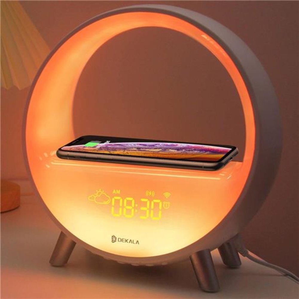 Alarm Clock w/ Wireless Charging White Noise, Bluetooth Speaker Sound Machine